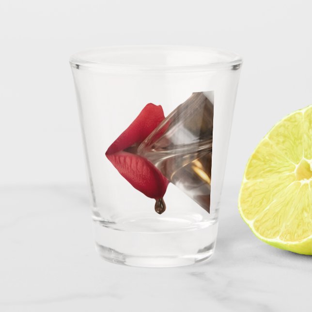 Happy Hour in Scarlet Red Shot Glass (Front)