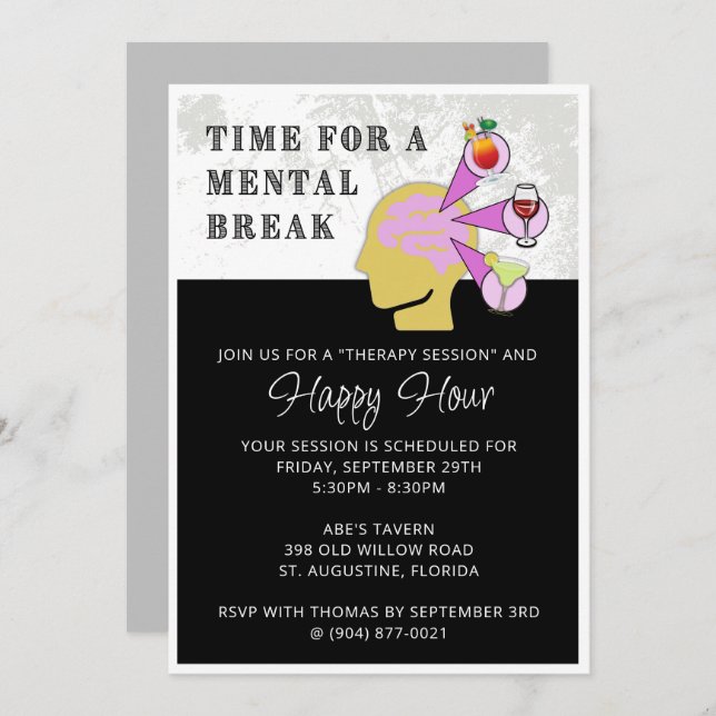 Happy Hour Invitation | Mental Break  (Front/Back)