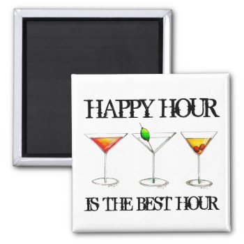 Happy Hour Is The Best Hour Mixed Drink Cocktails Magnet by rebeccaheartsny at Zazzle