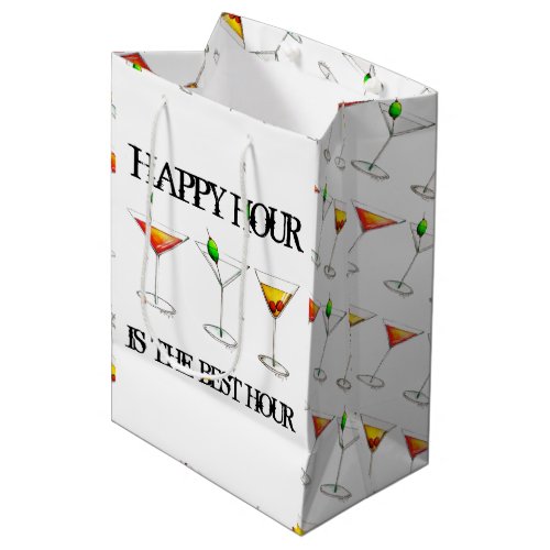 Happy Hour is the Best Hour Mixed Drink Cocktails Medium Gift Bag