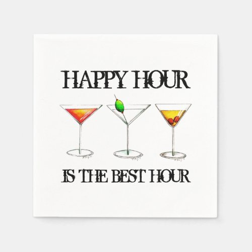 Happy Hour is the Best Hour Mixed Drink Cocktails Napkins