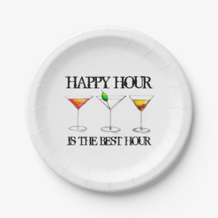 Happy Hour is the Best Hour Mixed Drink Cocktails Paper Plates