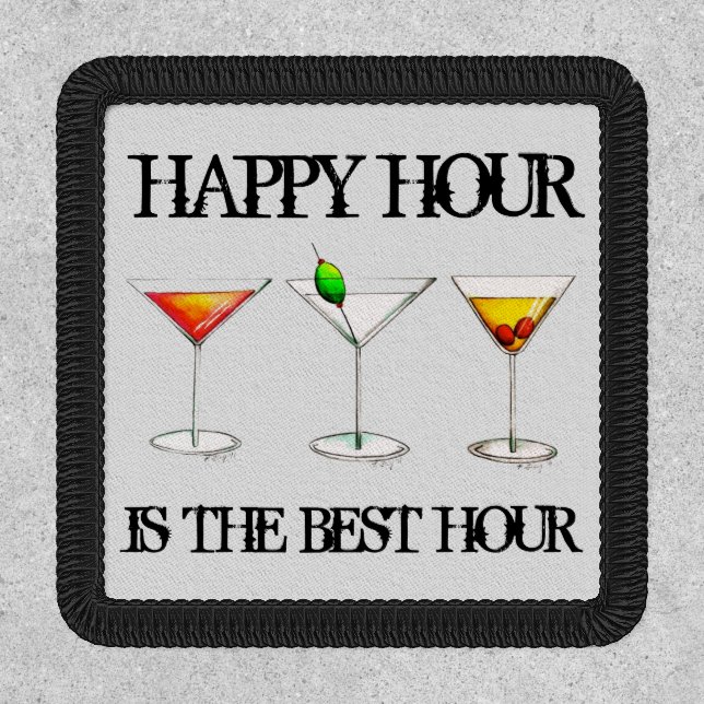 Happy Hour is the Best Hour Mixed Drink Cocktails Patch (Front)