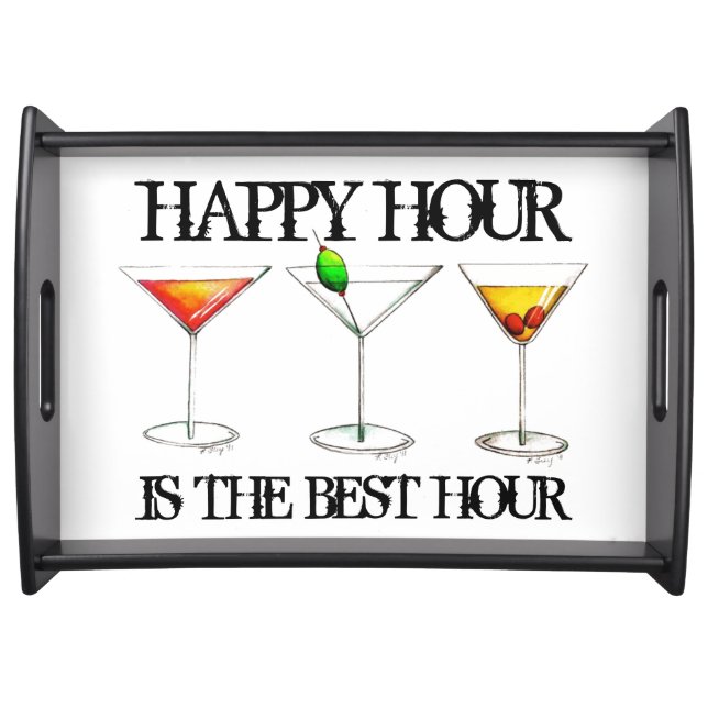 Happy Hour is the Best Hour Mixed Drink Cocktails Serving Tray (Front)