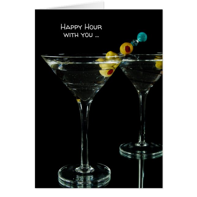 Happy Hour Martini Drink Anniversary Cards (Front)