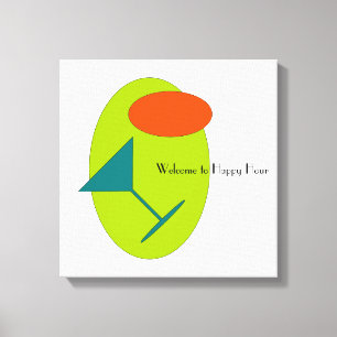 Happy Hour Martini Retro Canvas Print