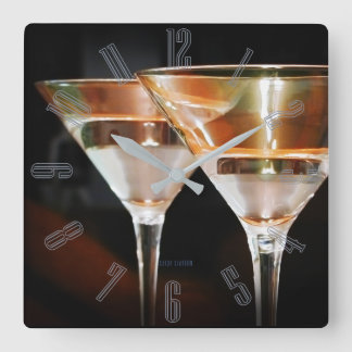 Happy Hour Martini Square Wall Clock