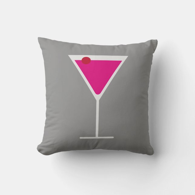 Happy Hour Modern Cocktails Bar Throw Pillow (Front)