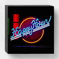 HAPPY HOUR NEON - LOOK HOME BAR WOOD SIGN