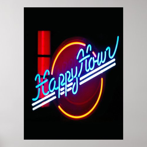 Happy Hour Neon Sign Poster