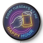 Happy Hour Neon Signs Style Text Beer Stain (Lights Off)