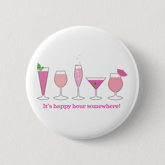happy hour pinback button (Front)