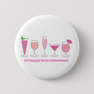 happy hour pinback button