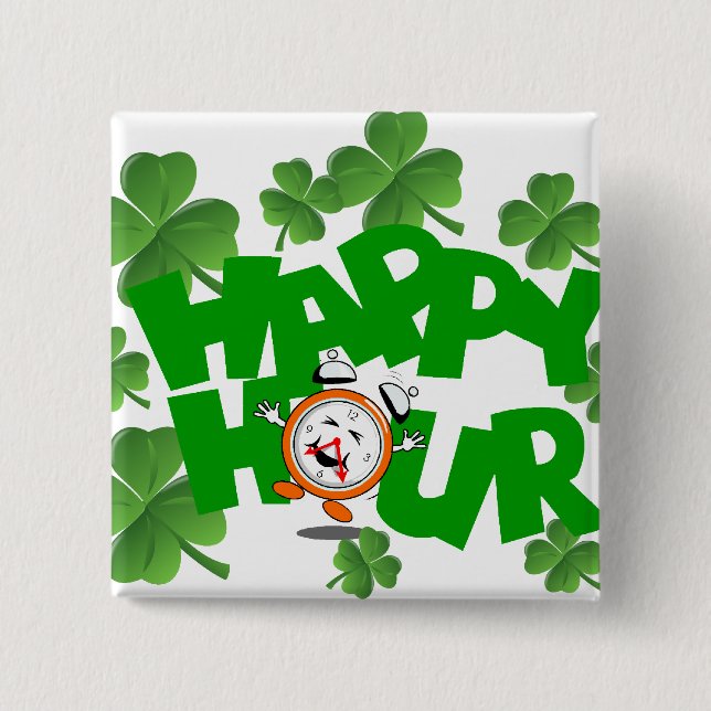 happy hour pinback button (Front)
