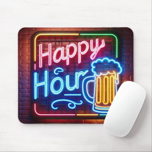 Happy Hour Sign On Brick Mouse Pad