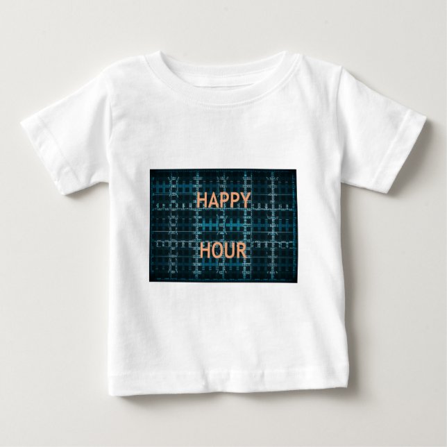 Happy Hour Text Blue Vector Art Print Baby T-Shirt (Front)