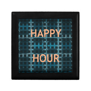 Happy Hour Text Blue Vector Art Print Gift Box