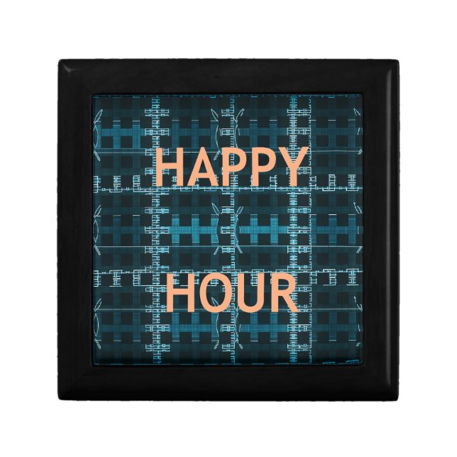 Happy Hour Text Blue Vector Art Print Gift Box (Front)