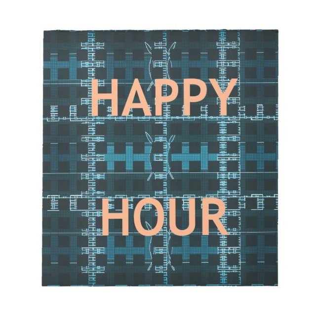 Happy Hour Text Blue Vector Art Print Notepad (Front)