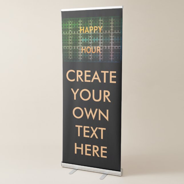 Happy Hour Text Blue Vector Art Print Retractable Banner (3/4)