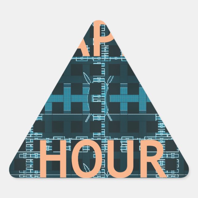 Happy Hour Text Blue Vector Art Print Triangle Sticker (Front)