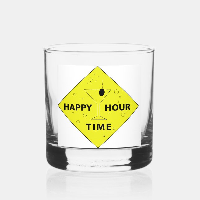 Happy Hour Time Whiskey Glass (Front)