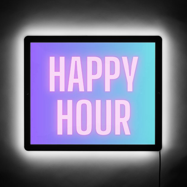 Happy Hour Typography LED Bar Sign Zazzle