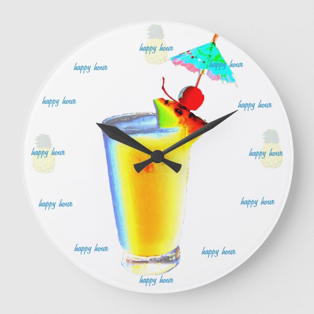 Happy Hour Umbrella Drink Large Clock (Front)