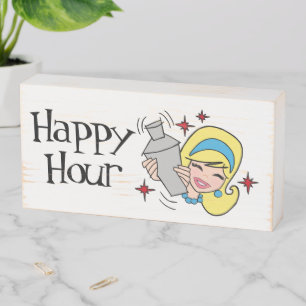 Happy Hour Wood Box Sign