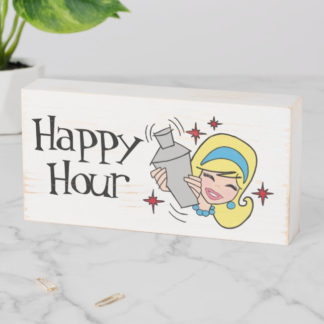 Happy Hour Wood Box Sign (In Situ Horizontal)
