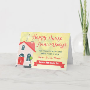 Happy House Anniversary From Realtor Letterpress Thank You Card