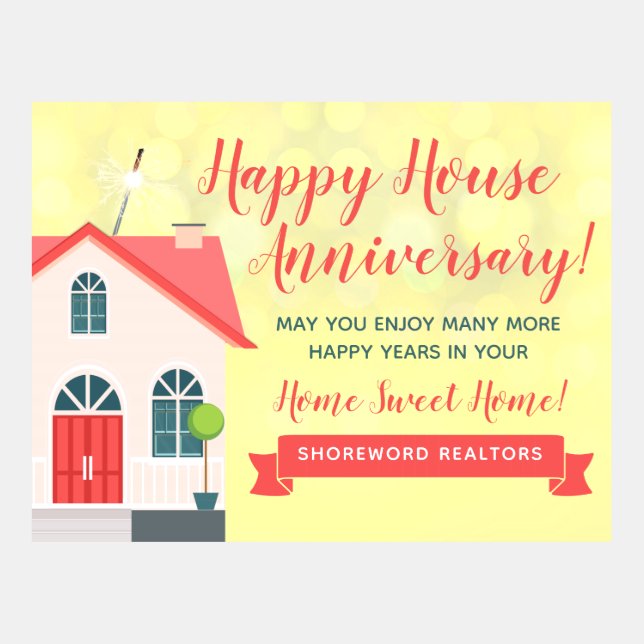 Happy House Anniversary From Realtor Postcard Template (Front)