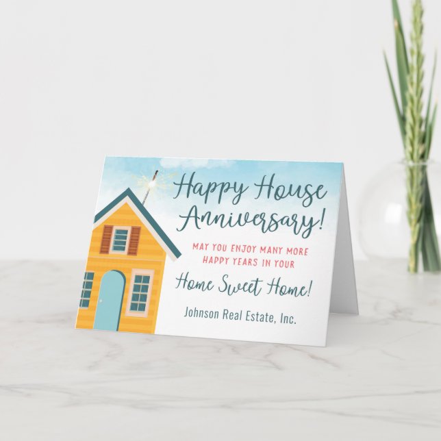 Happy House Anniversary From Realtor Thank You Car (Front)