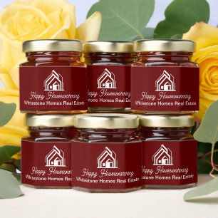 Happy Housewarming Burgundy Real Estate Company Honey Jar Favors
