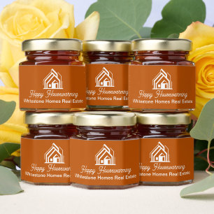 Happy Housewarming Orange Real Estate Company Honey Jar Favors