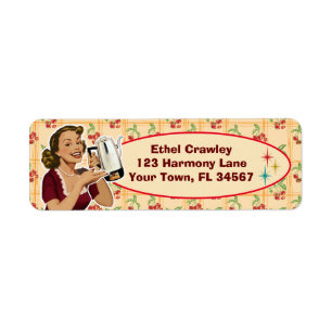 Happy Housewife Return Address Labels - Cherry Bkg