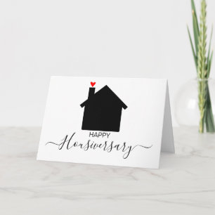 Happy Housiversary Card, Black House Red Heart Card