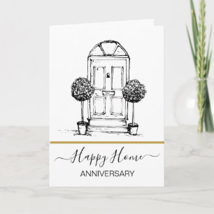 Happy Housiversary Card, Door Sketch Minimal Card