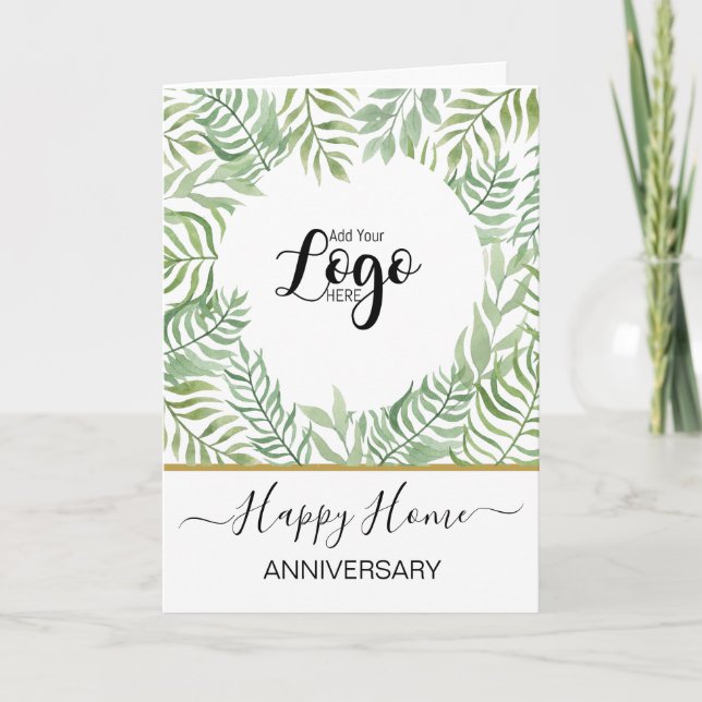 Happy Housiversary Card, Leaf Logo Frame Design Card (Front)