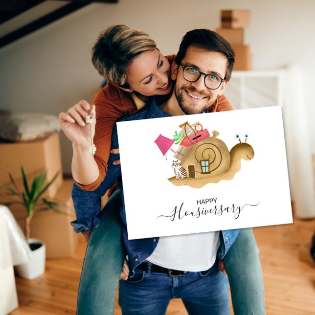 Happy Housiversary Card, Snail Moving Home Cute Card (Creator Uploaded)
