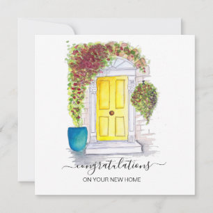 Happy Housiversary Card yellow Door Floral Design