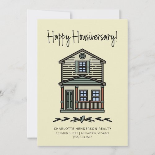 Happy Housiversary Client Home Anniversary Cream Card