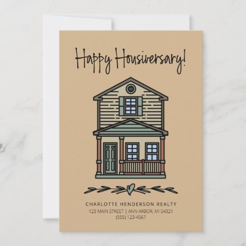 Happy Housiversary Client Home Anniversary Tan Card