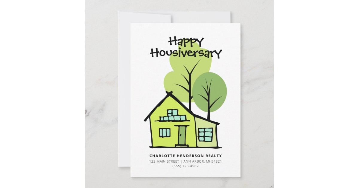 Happy Housiversary Modern Client Home Anniversary Card | Zazzle