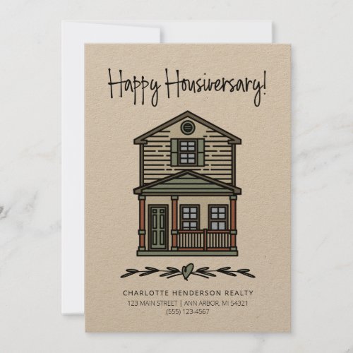 Happy Housiversary Real Estate Client Anniversary Card