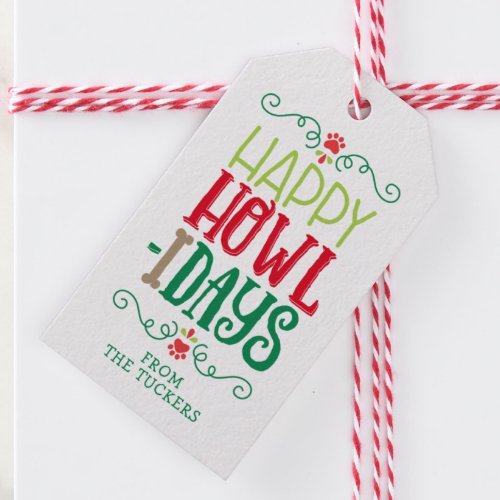 Happy Howl_idays Paw Prints Pet Dog Christmas Gift Tags