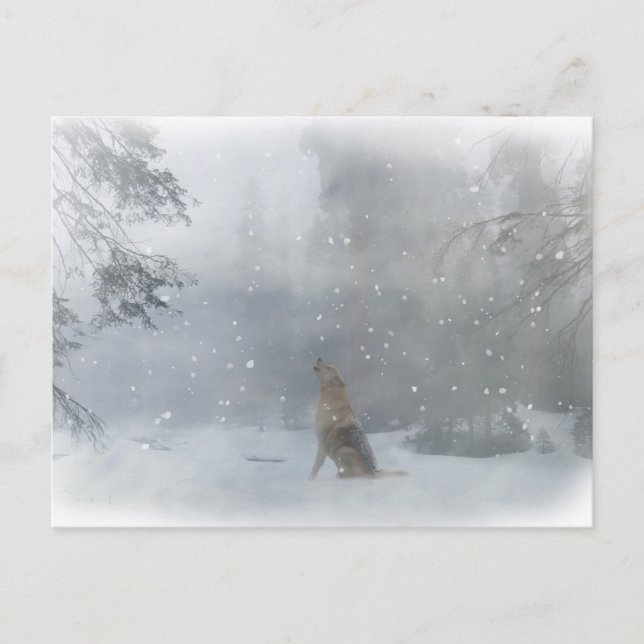 Happy "Howl"idays Wolf in the Snow Postcard (Front)