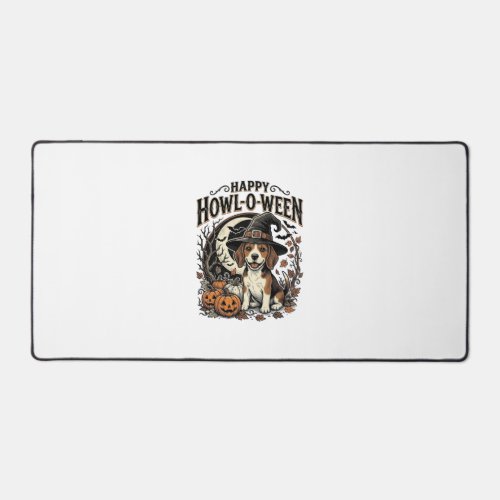 Happy Howl-O-Ween Beagle Witch Hat Halloween Shirt Desk Mat
