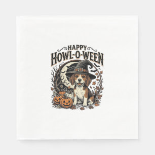 Happy Howl-O-Ween Beagle Witch Hat Halloween Shirt Napkins