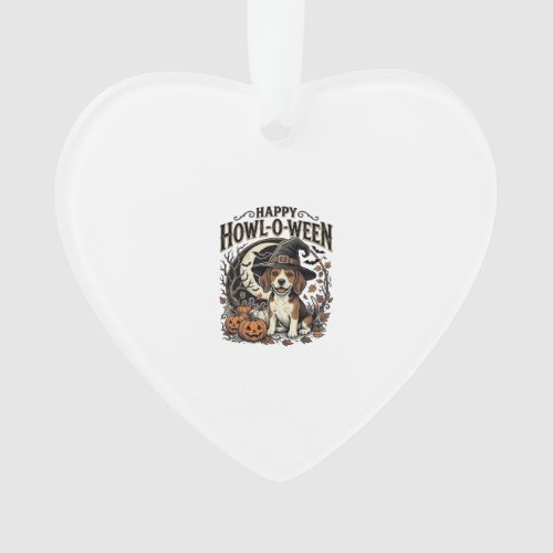 Happy Howl-O-Ween Beagle Witch Hat Halloween Shirt Ornament